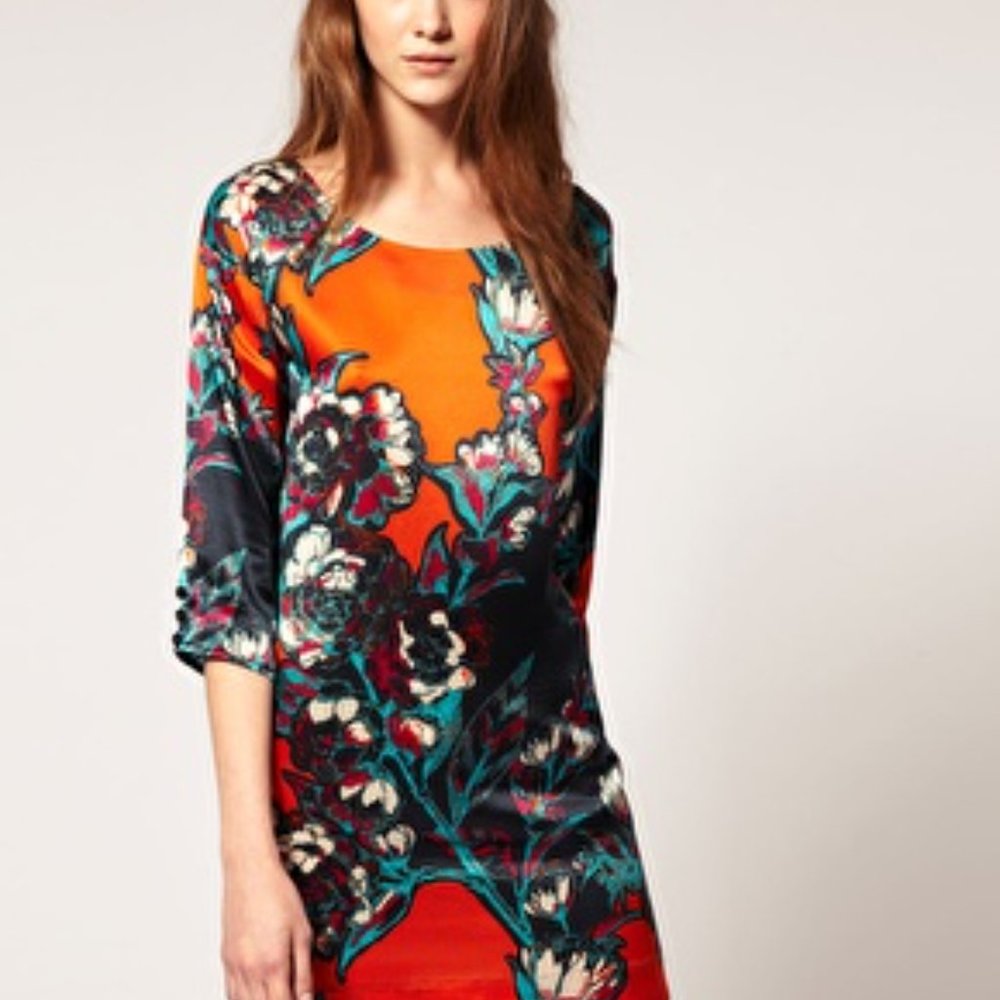 Virginie Castaway Silk Shift Multicolor  Dress